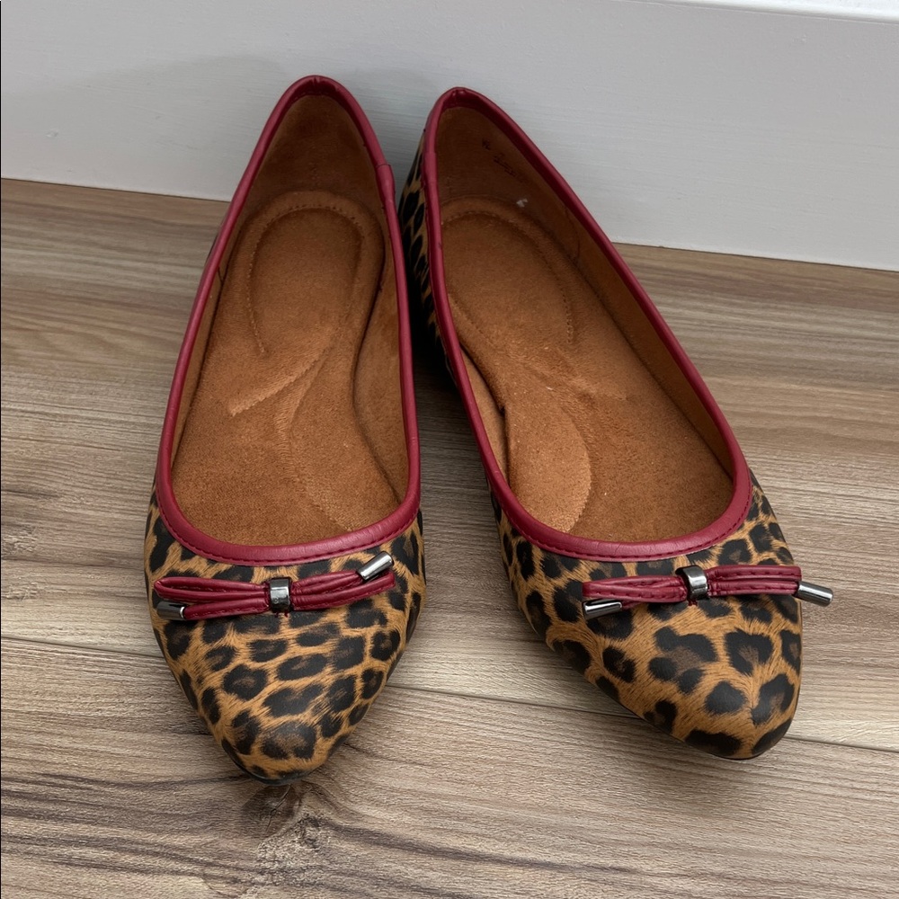 Naturalizer Leopard Print Flats with Red Trim